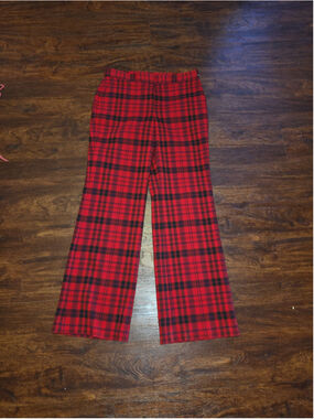 Ann Taylor Red Black plaid pants size 8